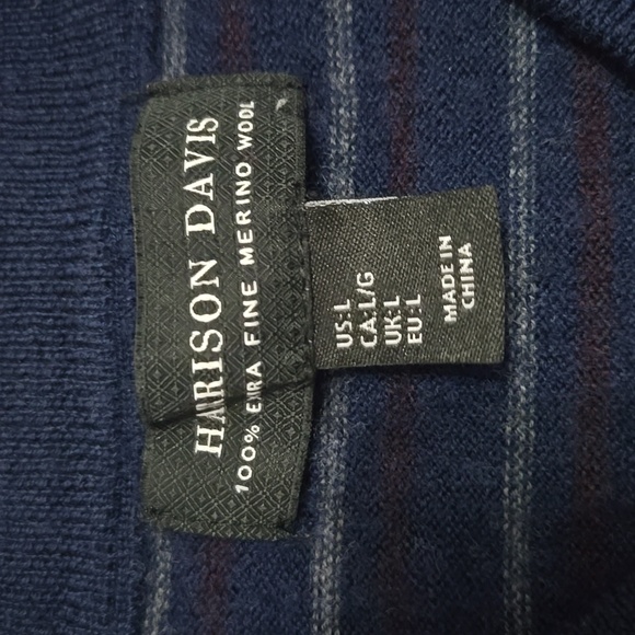 Men's Large Harrison Davis 100% Extra Fine Merino Wool Sweater - Picture 2 of 3